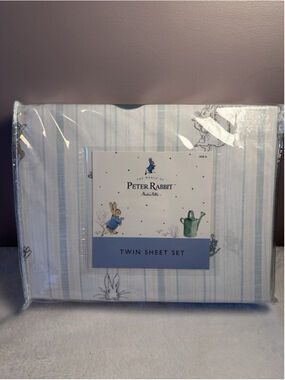 Beatrix Potter Peter Rabbit White 3pc Twin Size Sheet Set Spring Easter Bunny